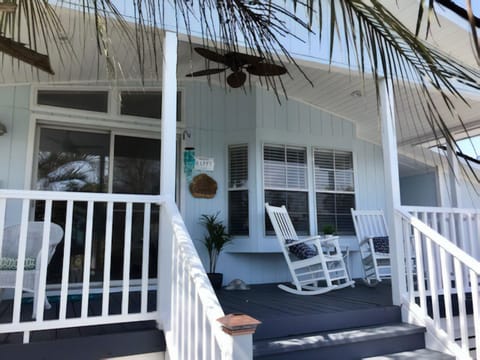 Private back deck overlooking the canal. Great place to relax!