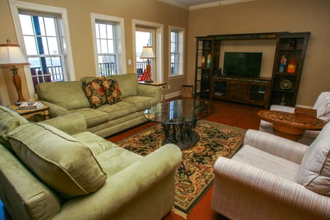 The Swan's window wall has a view of the Apalachicola River 