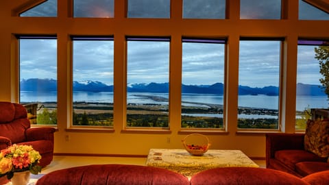 Panoramic view from living room at the upper level unit