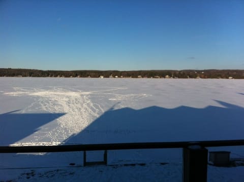 Plenty of opportunity for ice fishing and snowmobiling, view from upper balcony