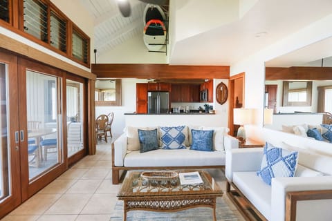 High end beautiful furnishings in living room/entertainment area. 