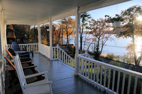 Our covered front porch is spectacular, as is the light off the lake at sunset.