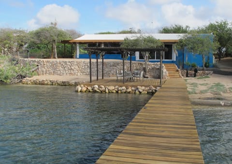 The waterview of the house, standing on the end of the pier.