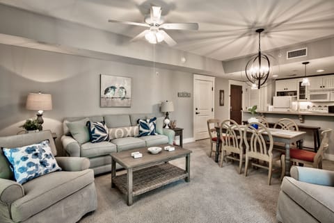 Large open concept living room, dining room and kitchen
