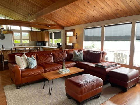 The enormous couch (with lounger and two ottomans) is a great place to relax!