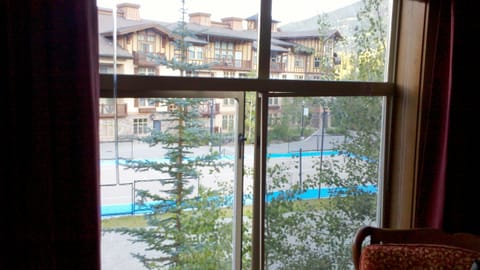 Summer view of tennis court- in winter its a skating rink!