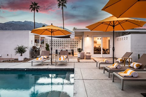 Sunset over Mt. San Jacinto and the tramway.  Iconic Palm Springs view.