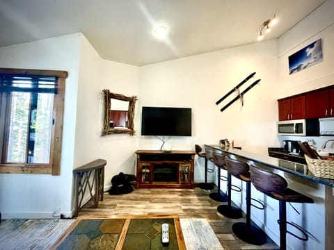 Large TV & electric fireplace
