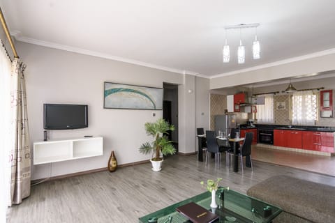 Living area and kitchen