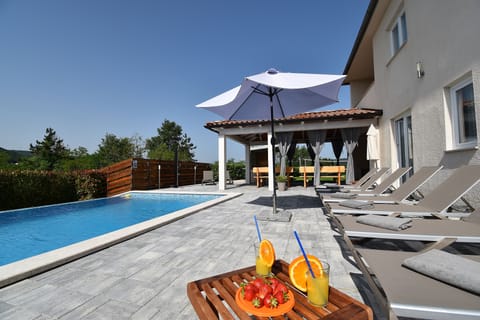 Relaxing by the pool