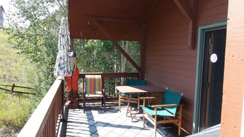 East Facing deck off of kitchen in summer ( June 20- sept 22)
