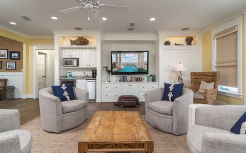 The second living room on the middle floor.  Opens onto the middle deck.