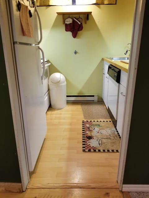 Looking into kitchen from front of condo.