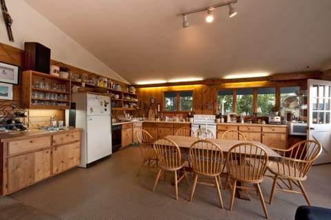 Fully stocked country kitchen.