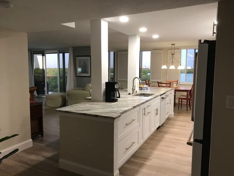 Renovated open kitchen with views