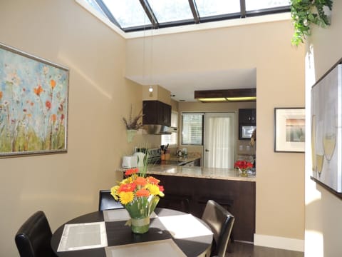 Dining under the skylight