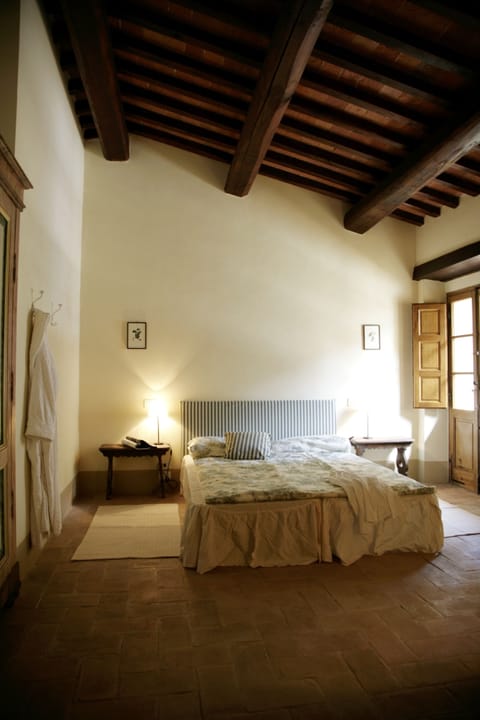Bedroom with view toards the castle. Moraiolo, Castello di Montegiove