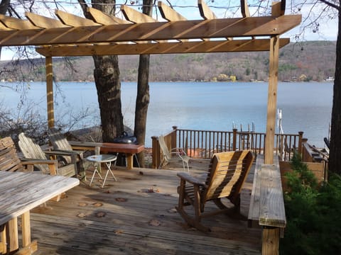 Trilevel deck with expansive views 
up, down, and across lake