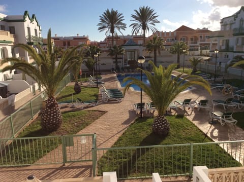 View of the pool from the south facing balcony