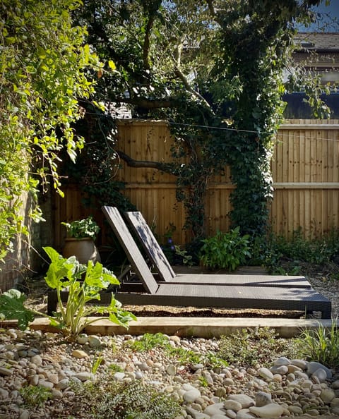 The small, walled garden is a sun trap!