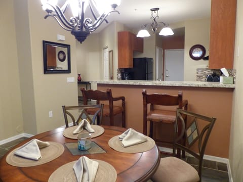 Dining area and kitchen.