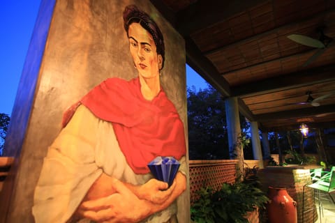 Our beautiful Frida Kahlo mural painted for us by amazing muralist Aline Lobo.
