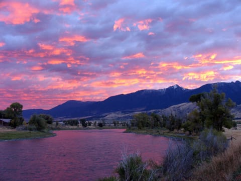Sunrise looking downriver from the front yard. 
