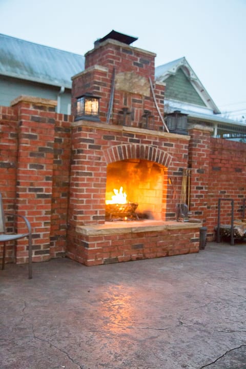 Private courtyard fireplace