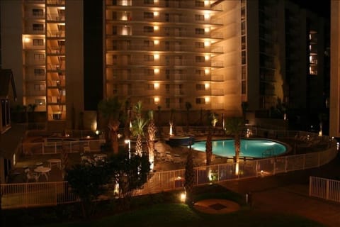 Pool area at night