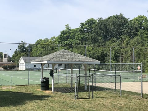 Public tennis courts. 2 minute walk from the house. 