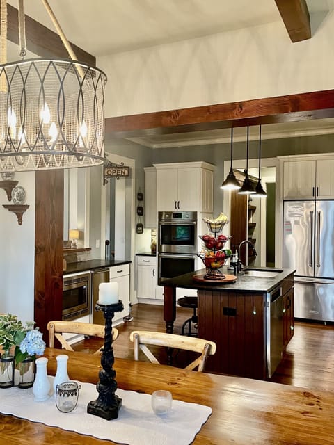 View from dining room to kitchen.