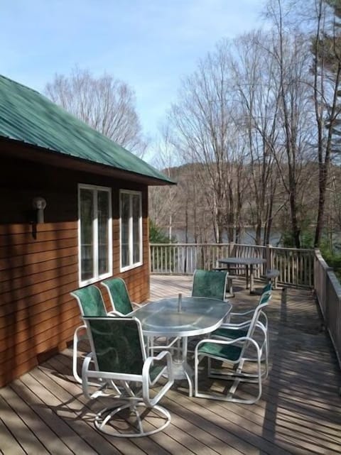 View of Large Deck and Lake from Kitchen.