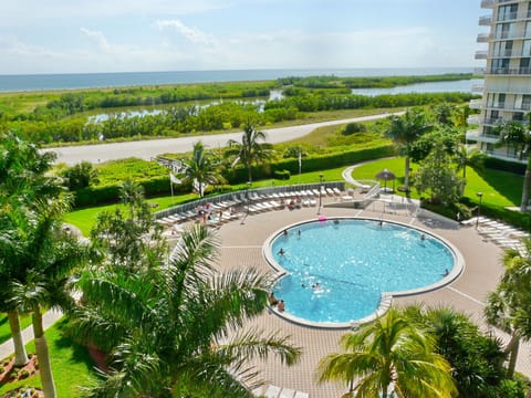 View of pool and beach from the balcony