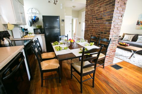 Table set up for two, but expands for four or six.