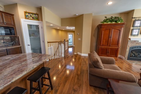 South view of the living area and kitchen.