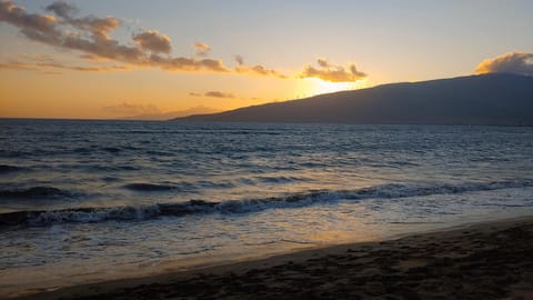 Beautiful sunset at the beach across the street.