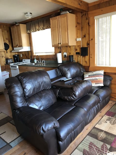 Dual leather reclining couch 