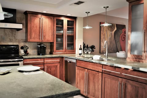 Kitchen  equipped with:
DW 
Oven 
Ref 
Microwave
Keurig coffee maker