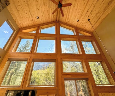 The view of the Cirque mountain from the comfort of the cabin is spectacular.