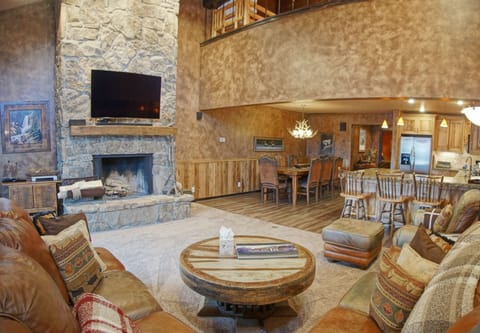 Very spacious feel and an oversized floor to ceiling fireplace