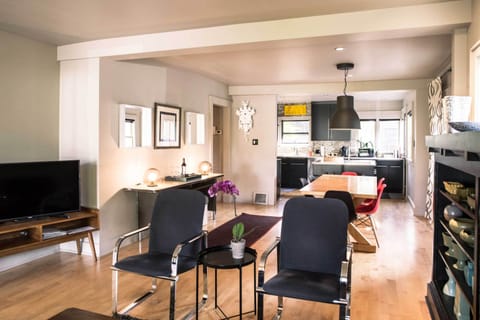 Finish nights with family favorites on the flat-screen TV.