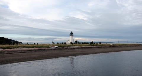 Sandy Point beach with  lighthouse-3 minute walk down the hill from cottage. 