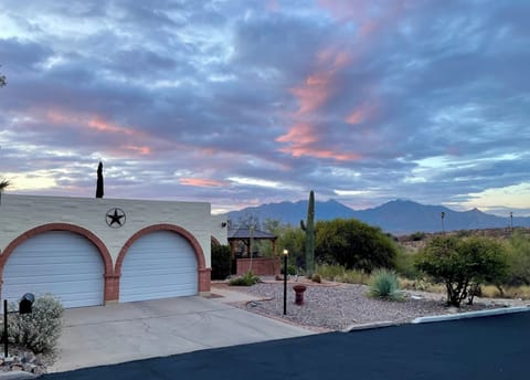 Dusk view of the Santa Rita mountains from the driveway