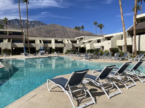 Enjoy social gatherings around the largest private pool in Palm Springs