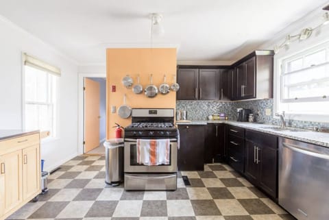 The kitchen is spacious and very well equipped..