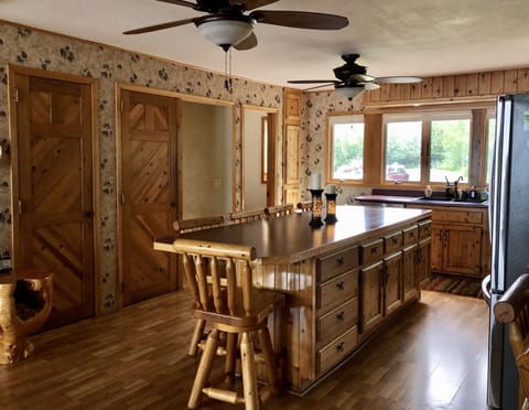 Large kitchen island for prepping and serving 