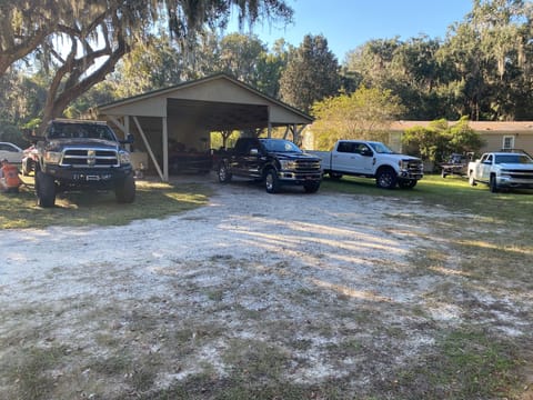 Pictured here are four trucks with their trailers still attached.