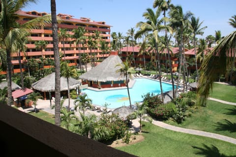 Courtyard view from the front condo balcony.