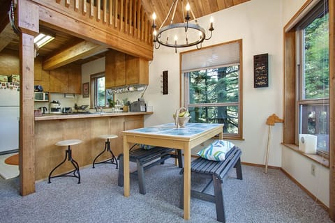 Dining room with expandable table to seat up to 10.