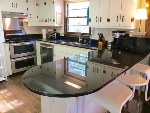 Double oven with convection on top.